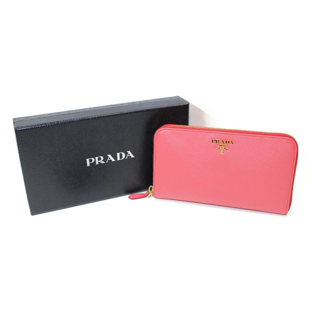 PRADA Round Zipper Long Wallet Zippy SAFFIANO METAL FRAGOLA Pink Leather